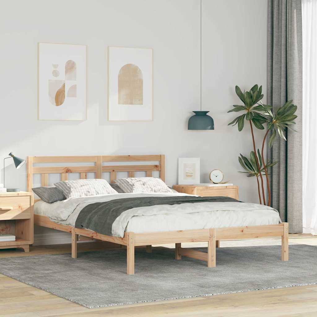 Krevetna konstrukcija Smeđa 120 x 200 cm Čvrsto borovo drvo Bež