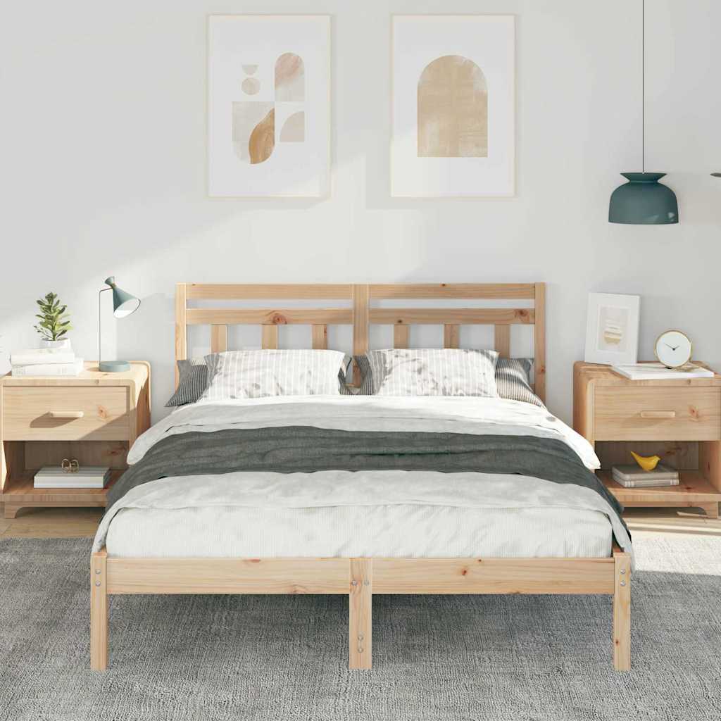 Krevetna konstrukcija Smeđa 120 x 200 cm Čvrsto borovo drvo Bež