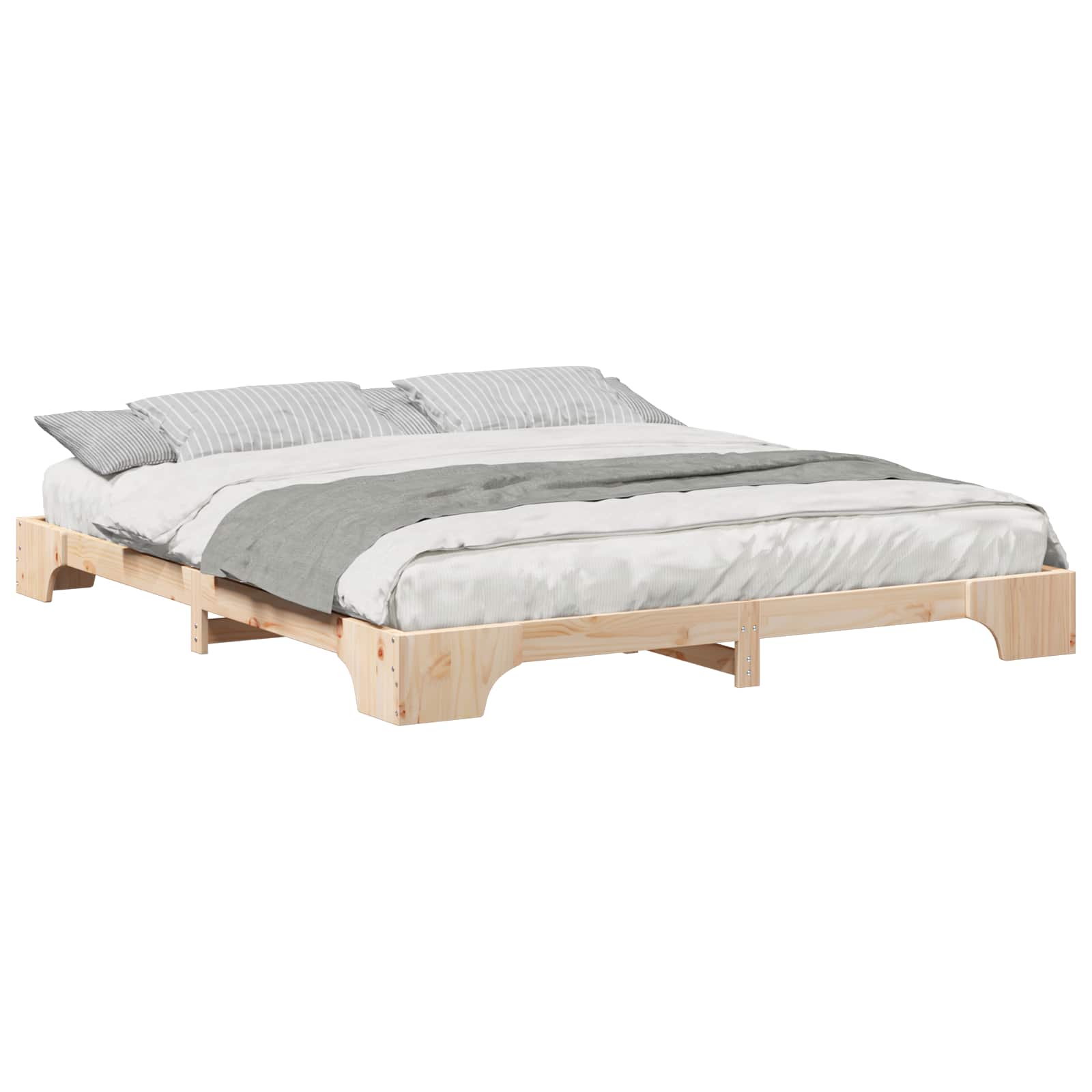 Krevetna konstrukcija Smeđa 200 x 210 cm Čvrsto borovo drvo