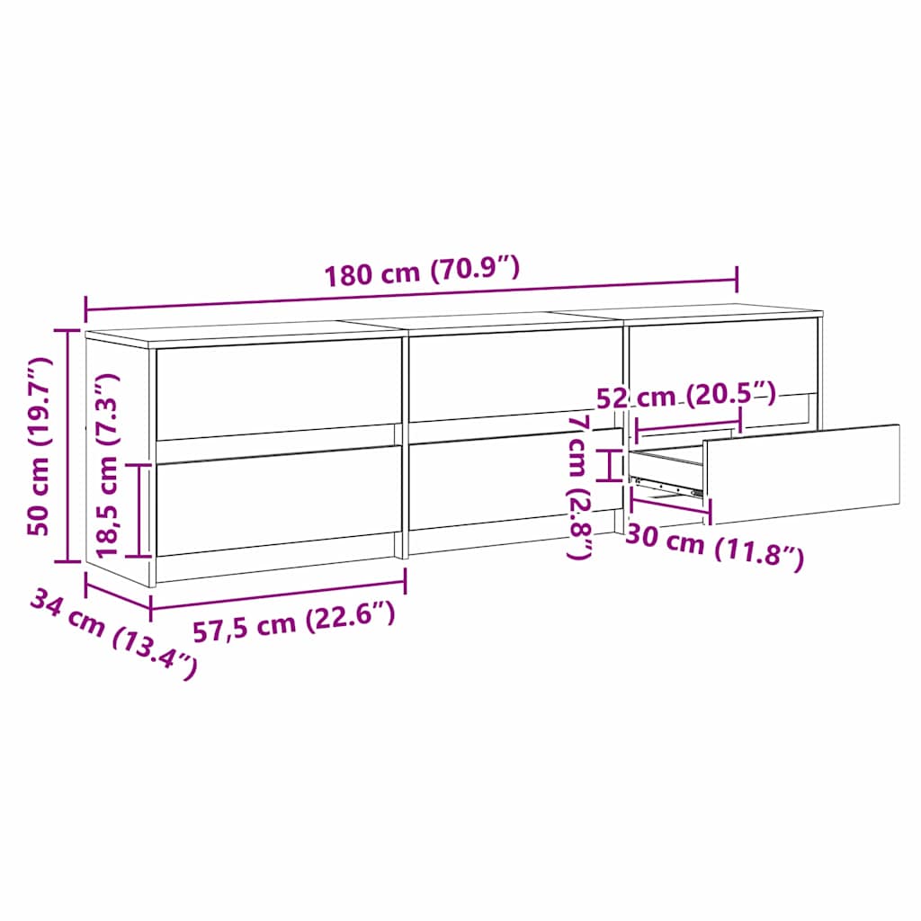 TV Jedinice Zidne 2 pcs Umjetnički hrast 180 x 34 x 50 cm