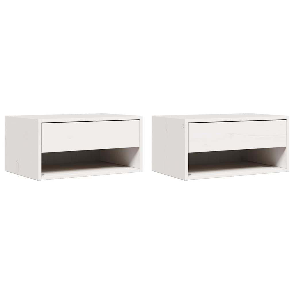 Noćni ormarić 2 pcs Bijelo 50 x 32,5 x 24 cm Masivna borovina