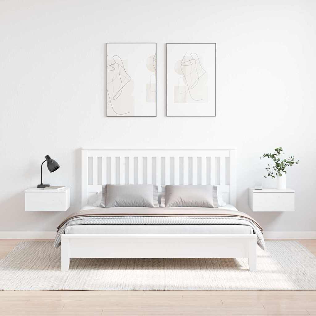 Noćni ormarić 2 pcs Bijelo 37 x 35 x 18,5 cm Masivna borovina