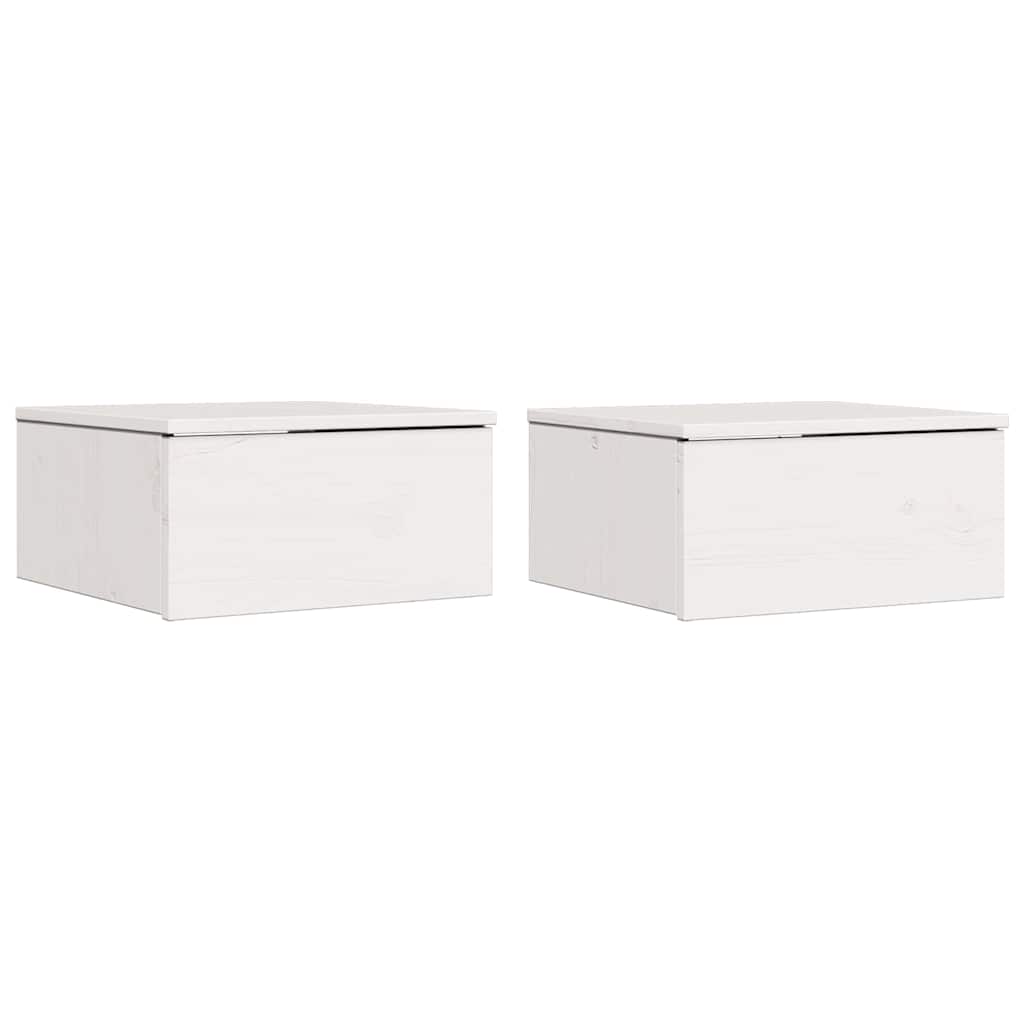 Noćni ormarić 2 pcs Bijelo 37 x 35 x 18,5 cm Masivna borovina