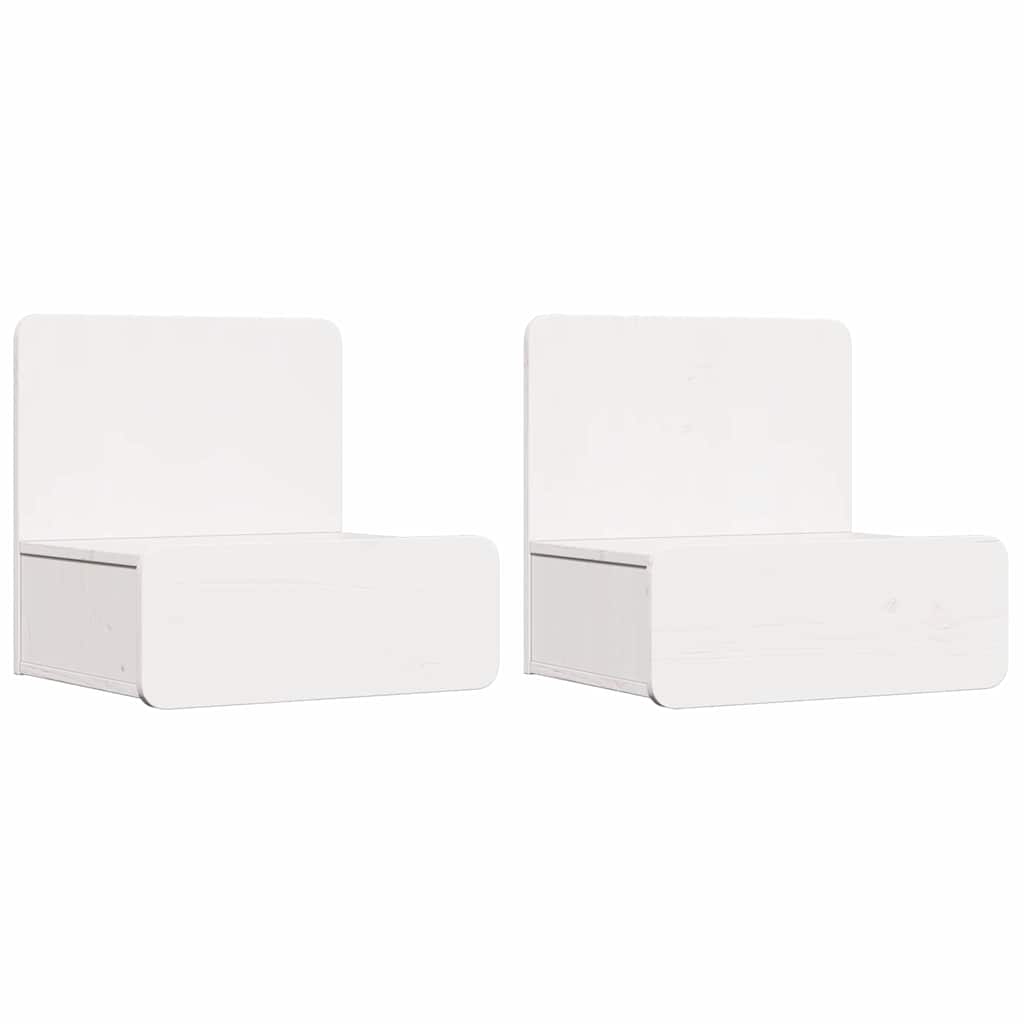 Noćni ormarić 2 pcs Bijelo 44 x 32,5 x 40 cm Masivna borovina