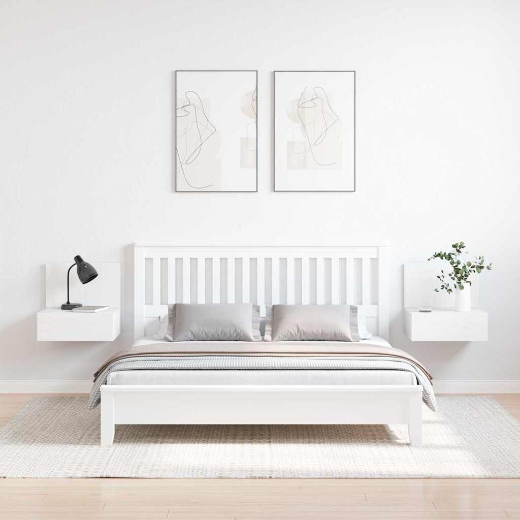 Noćni ormarić 2 pcs Bijelo 42 x 32,5 x 40 cm Masivna borovina