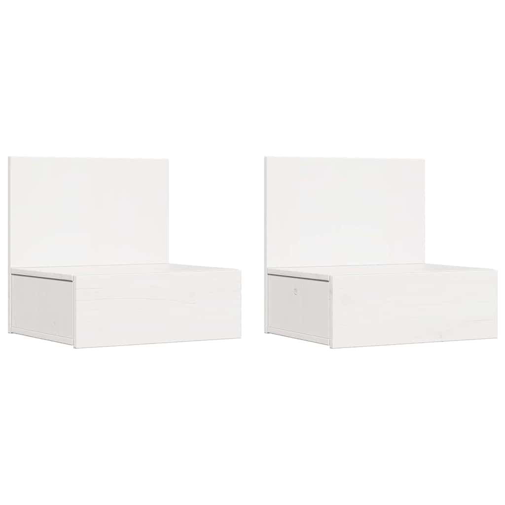 Noćni ormarić 2 pcs Bijelo 42 x 32,5 x 40 cm Masivna borovina