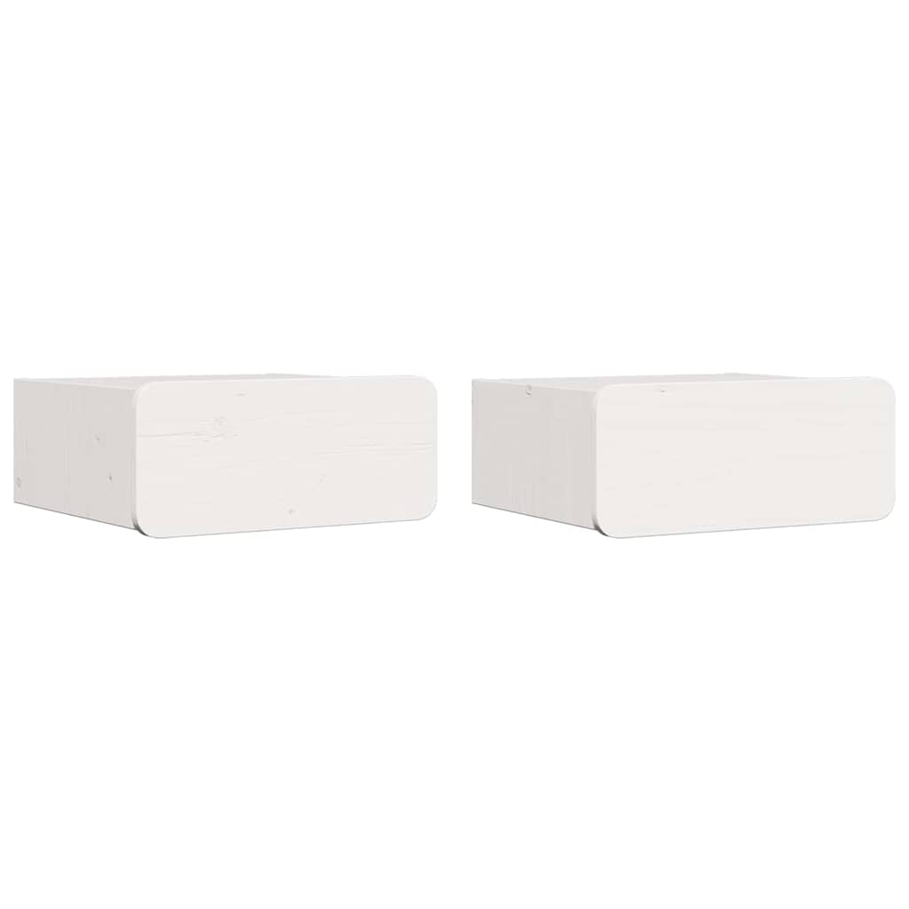 Noćni ormarić 2 pcs Bijelo 39 x 34 x 16,5 cm Masivna borovina