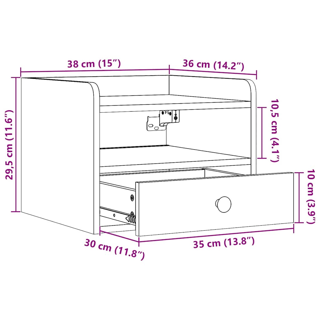 Noćni ormarić s ladicama 2 pcs Vosak smeđa 38 x 36 x 29,5 cm