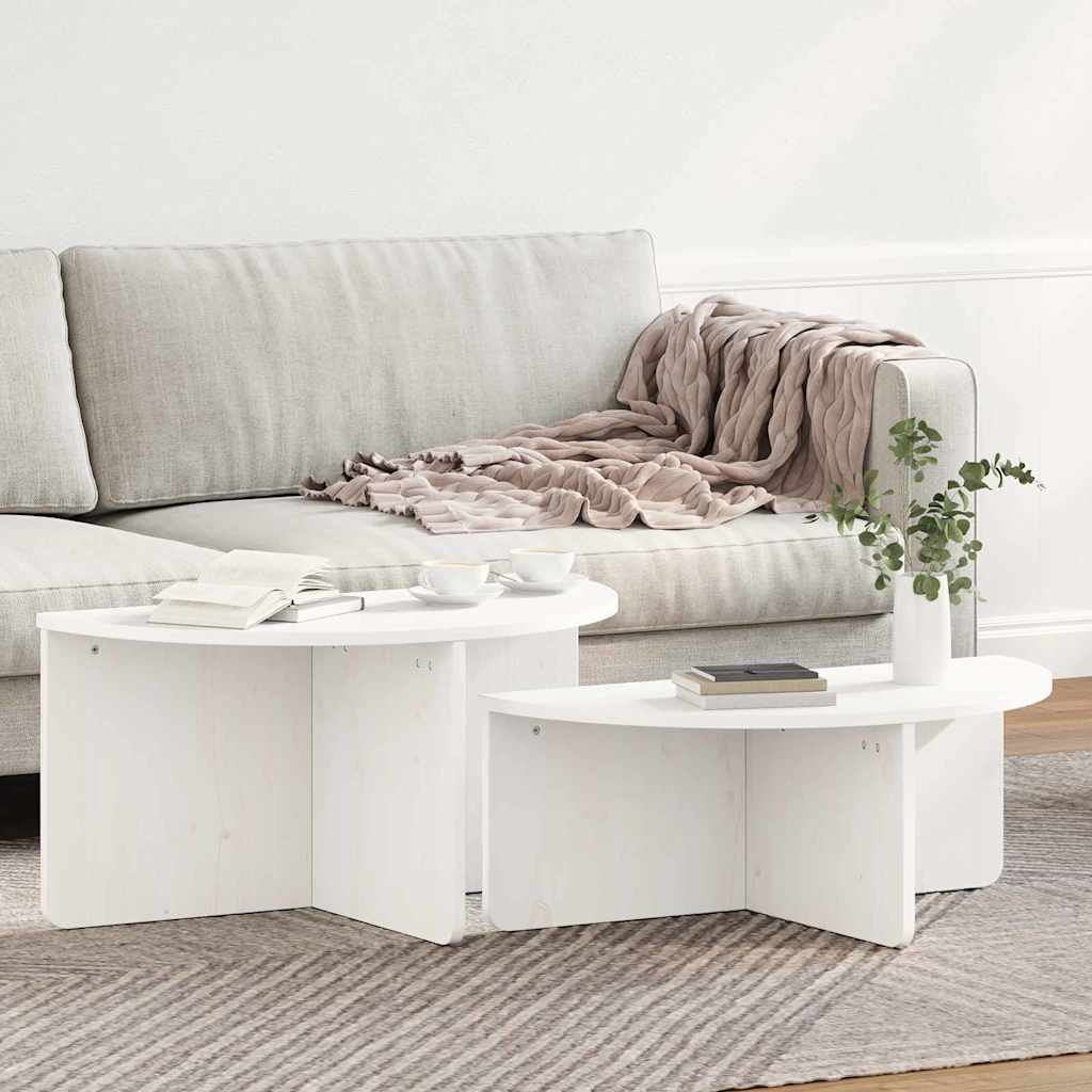 Kava Stol 2 pcs Bijelo Masivna borovina