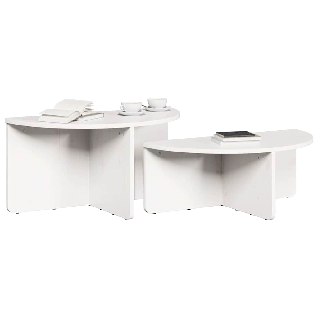 Kava Stol 2 pcs Bijelo Masivna borovina