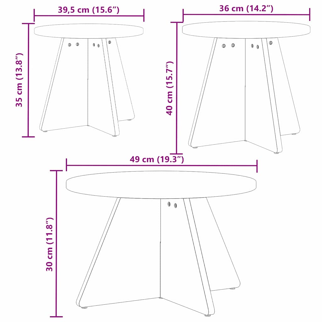 Kava Stol 3 pcs Prirodna
