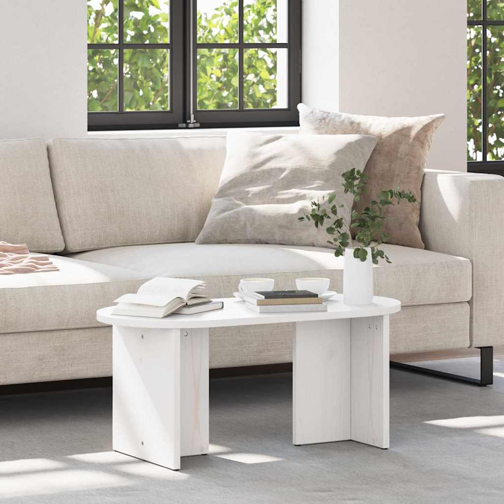 Kava Stol Bijelo 80 x 39,5 x 35 cm Čvrsto borovo drvo