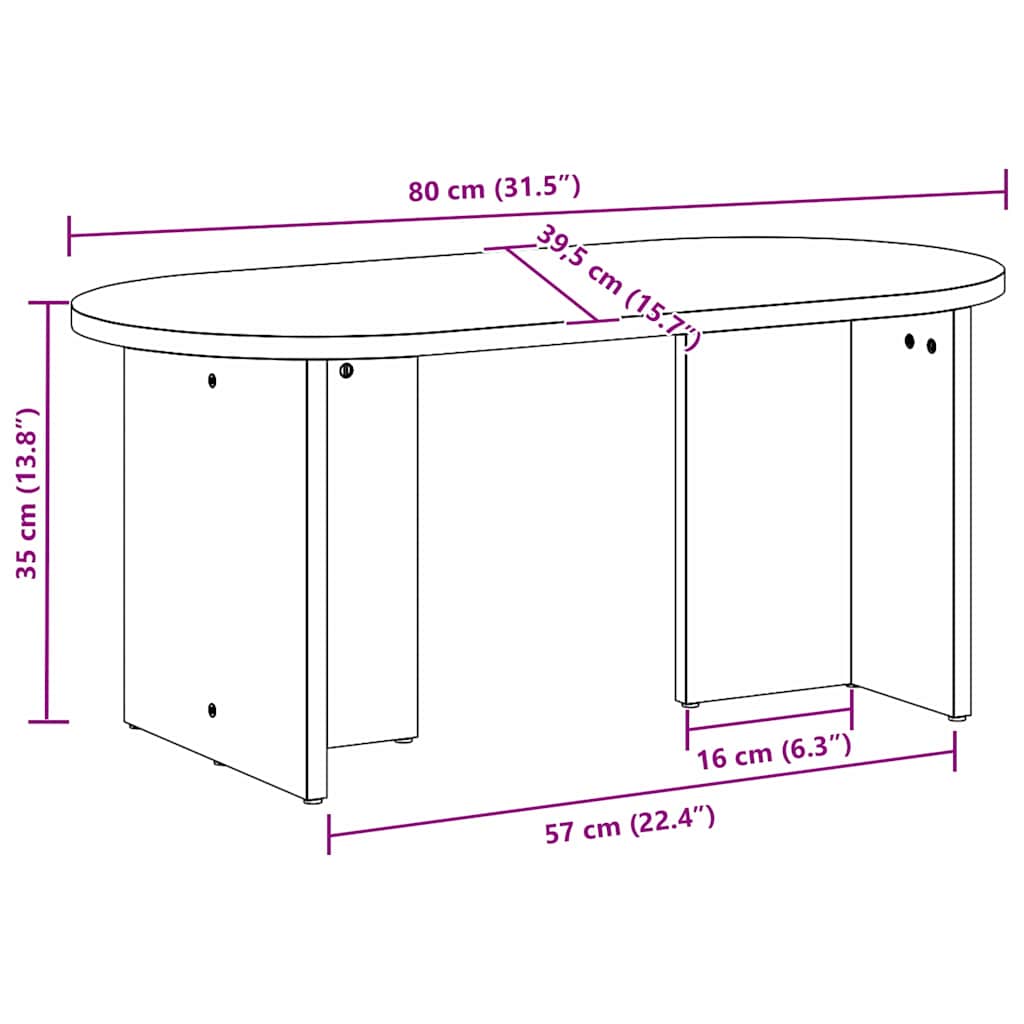 Kava Stol Bijelo 80 x 39,5 x 35 cm Čvrsto borovo drvo