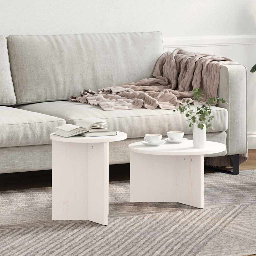 Kava Stol 2 pcs Bijelo Čvrsto borovo drvo