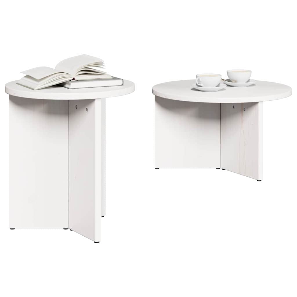Kava Stol 2 pcs Bijelo Čvrsto borovo drvo
