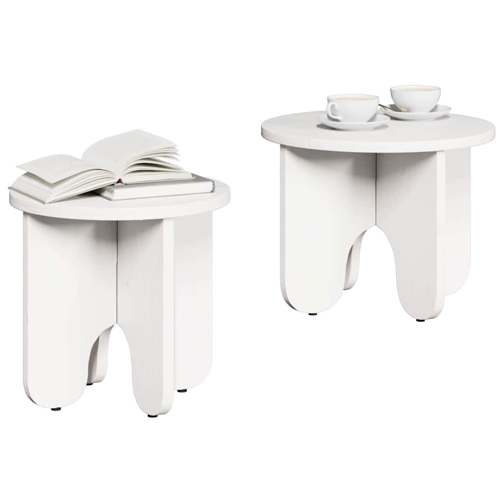 Kava Stol 2 pcs Bijelo Čvrsto borovo drvo