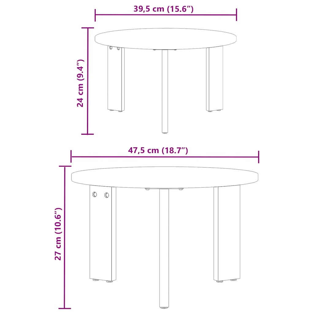 Kava Stol 2 pcs Bijelo Čvrsto borovo drvo