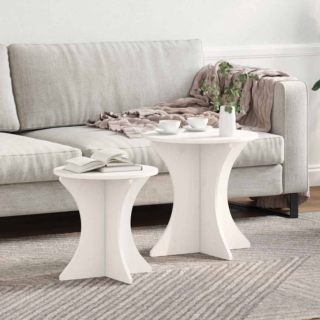 Kava Stol 2 pcs Bijelo Masivna borovina