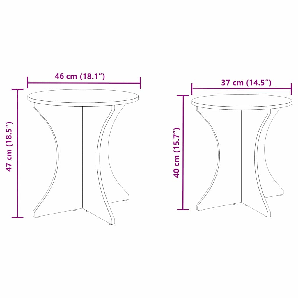 Kava Stol 2 pcs Bijelo Masivna borovina