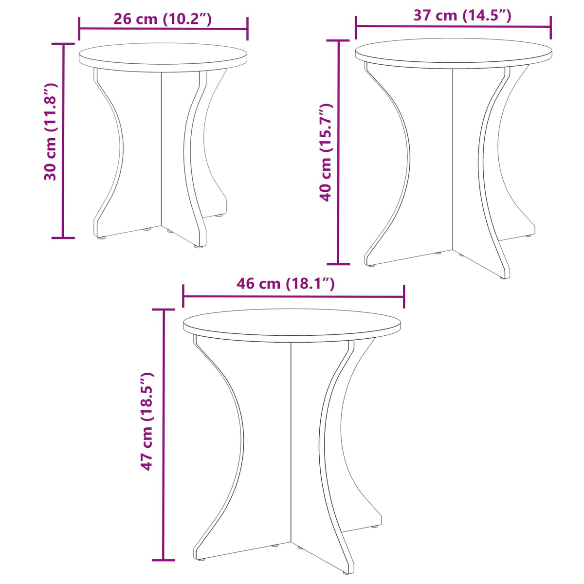 Kava Stol 3 pcs Bijelo