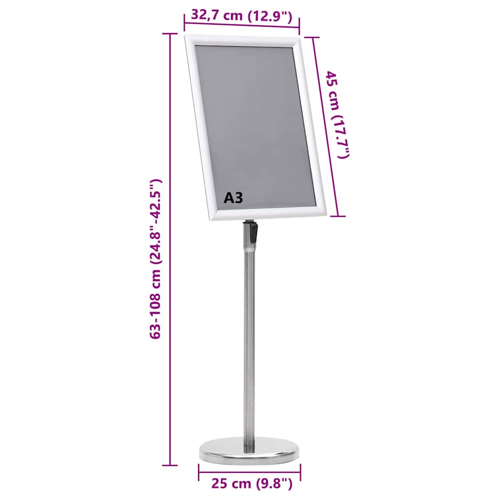 Stalci za plakate 2 pcs Srebrno 45 x 32,7 x 108 cm Aluminij