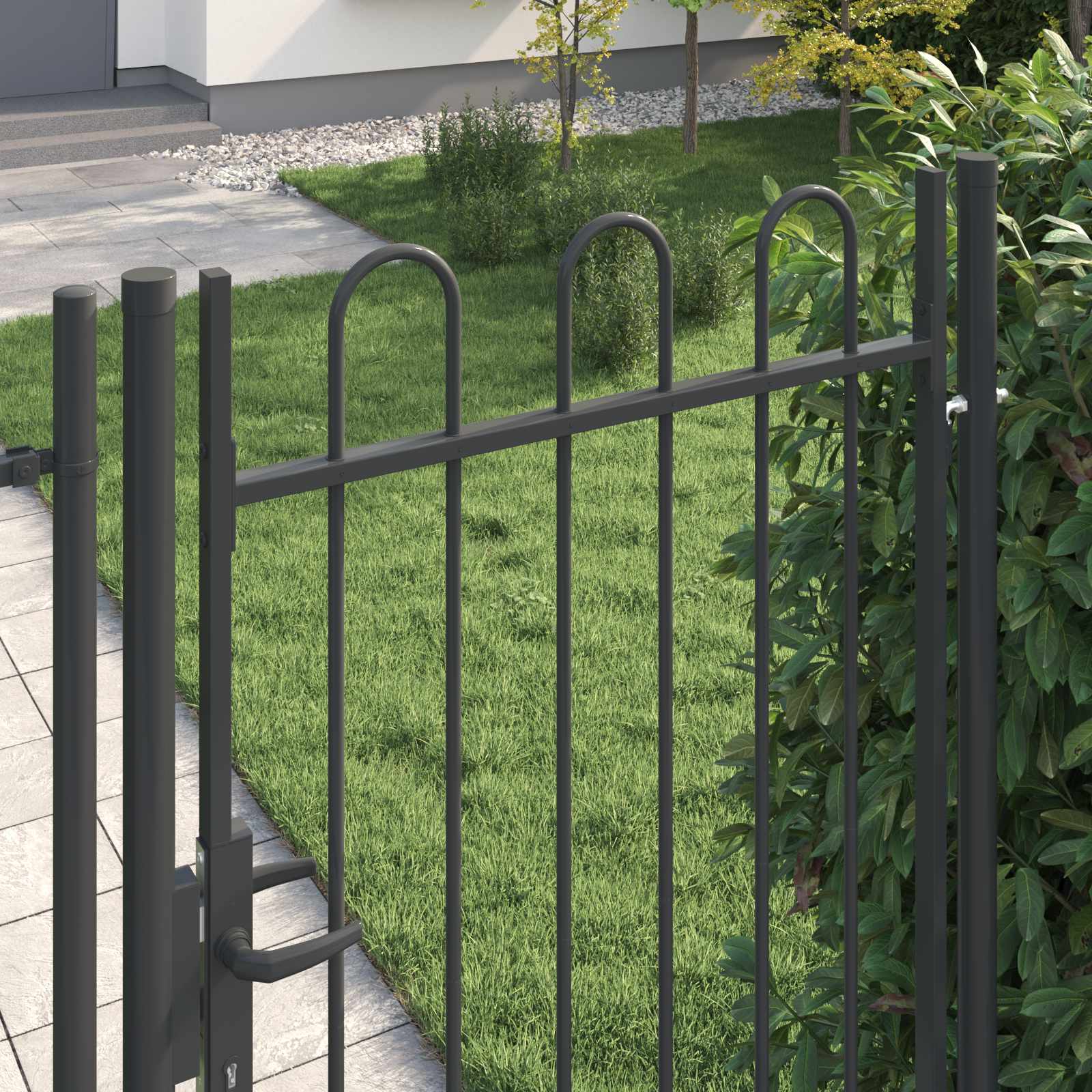 Ogradna vrata BOXTEL 103 x 225 cm Čelik s prahom premazan Siva