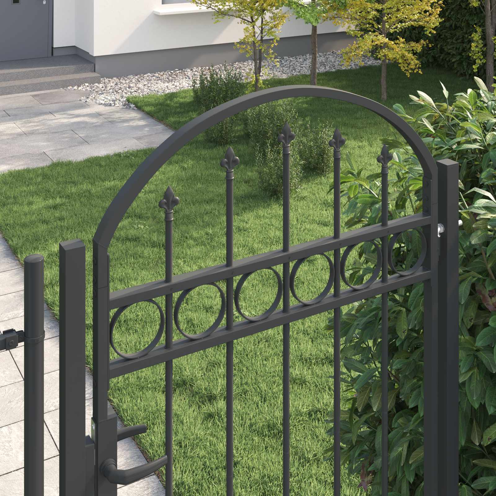 Ogradna vrata ASSEN 100 x 195 cm Čelik s prahom premazan Siva