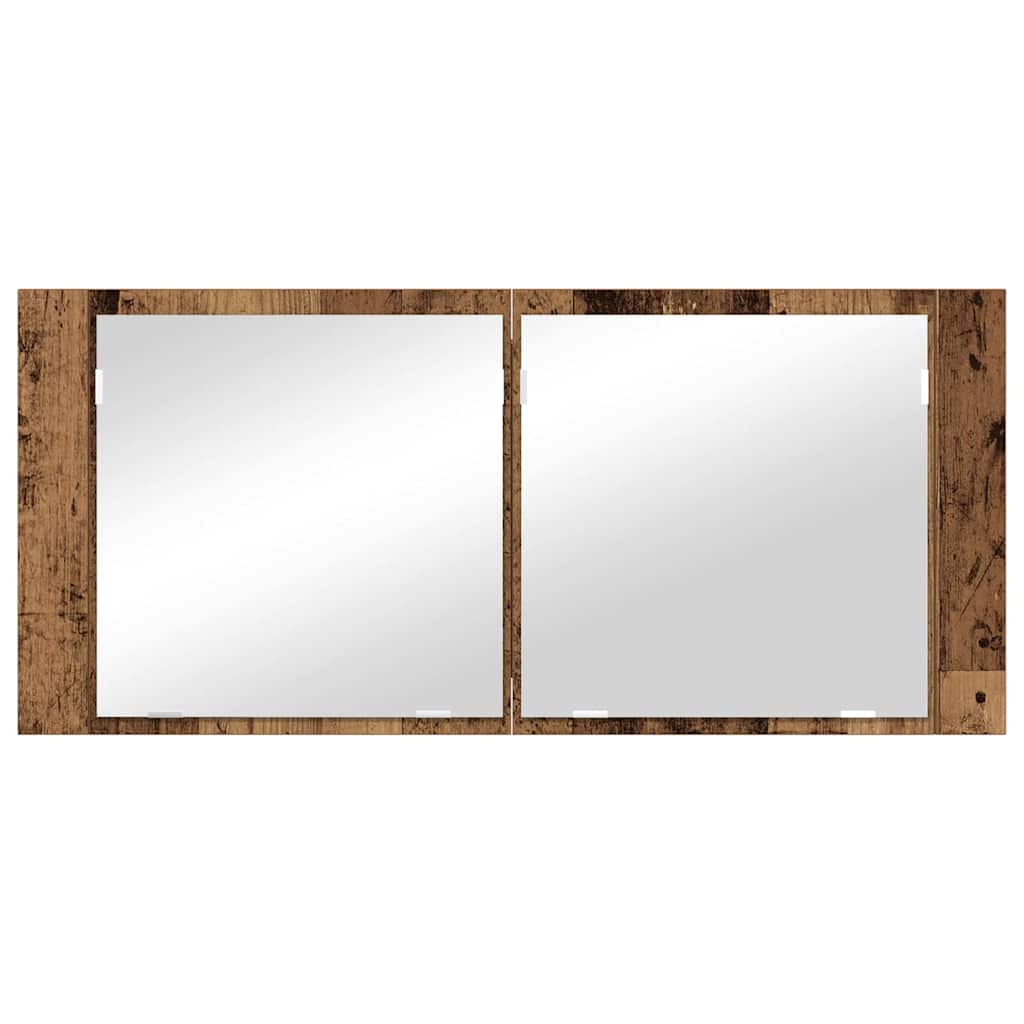 LED Ogledalo s Ormarom s policom Staro drvo 100 x 12 x 45 cm
