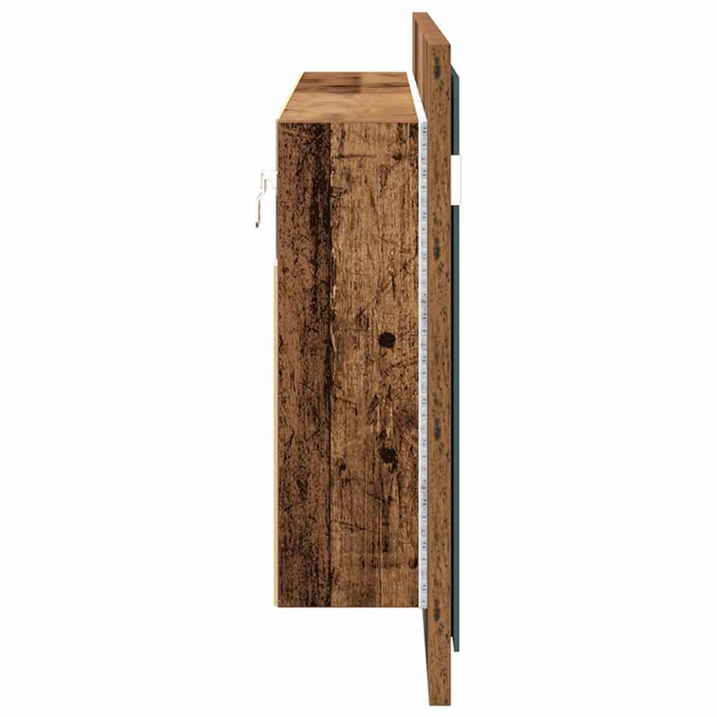 LED Ogledalo s Ormarom s policom Staro drvo 100 x 12 x 45 cm