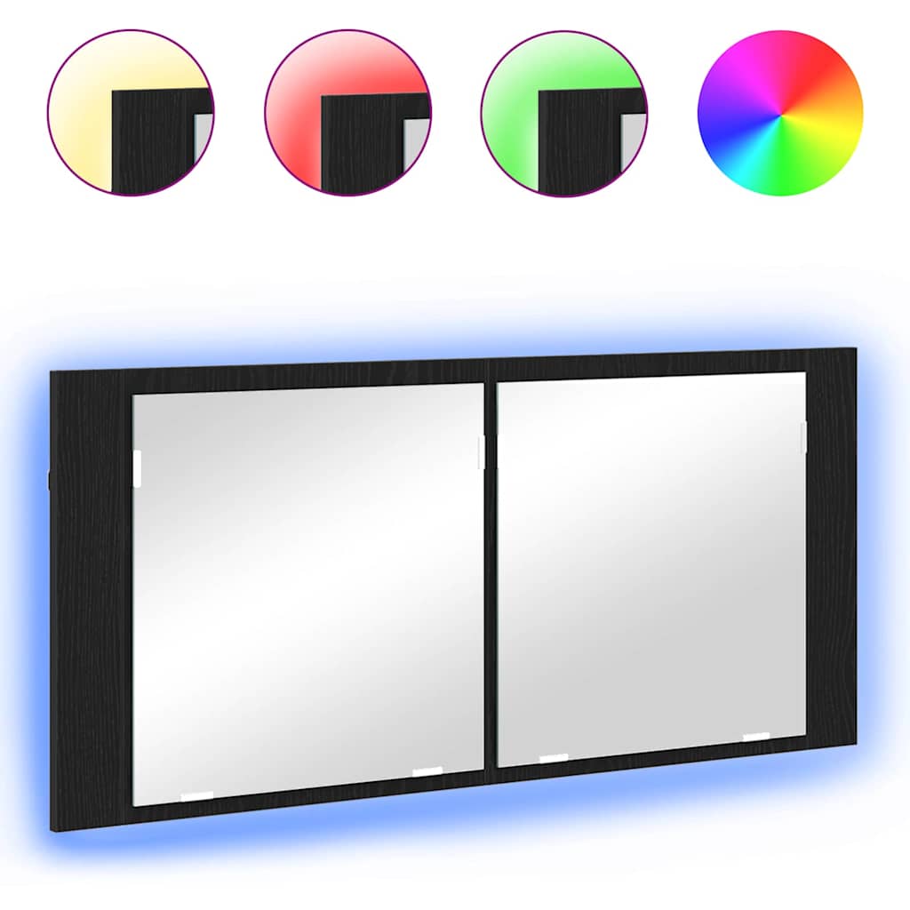 LED Ogledalo s Ormarom s policom Crni hrast 100 x 12 x 45 cm