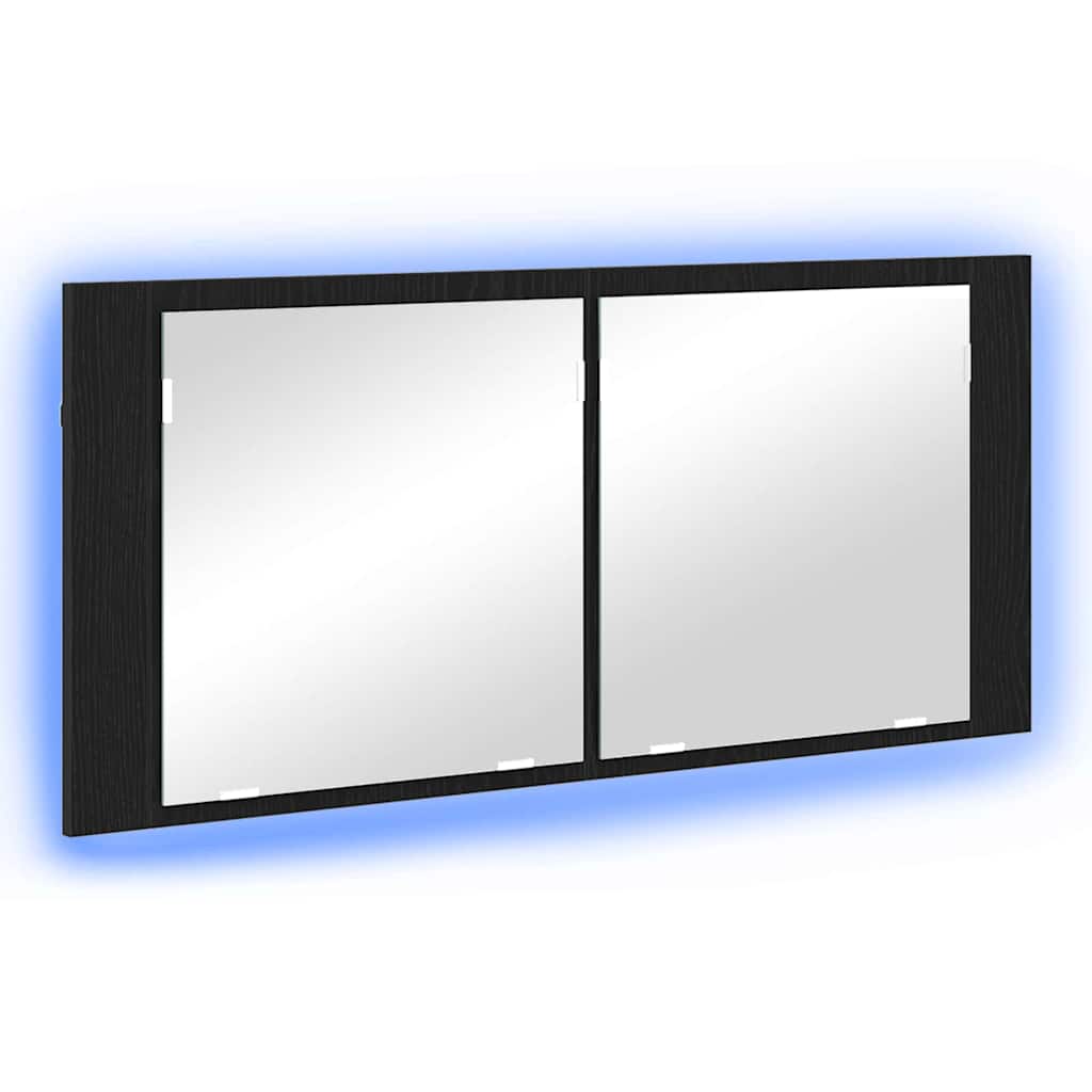 LED Ogledalo s Ormarom s policom Crni hrast 100 x 12 x 45 cm
