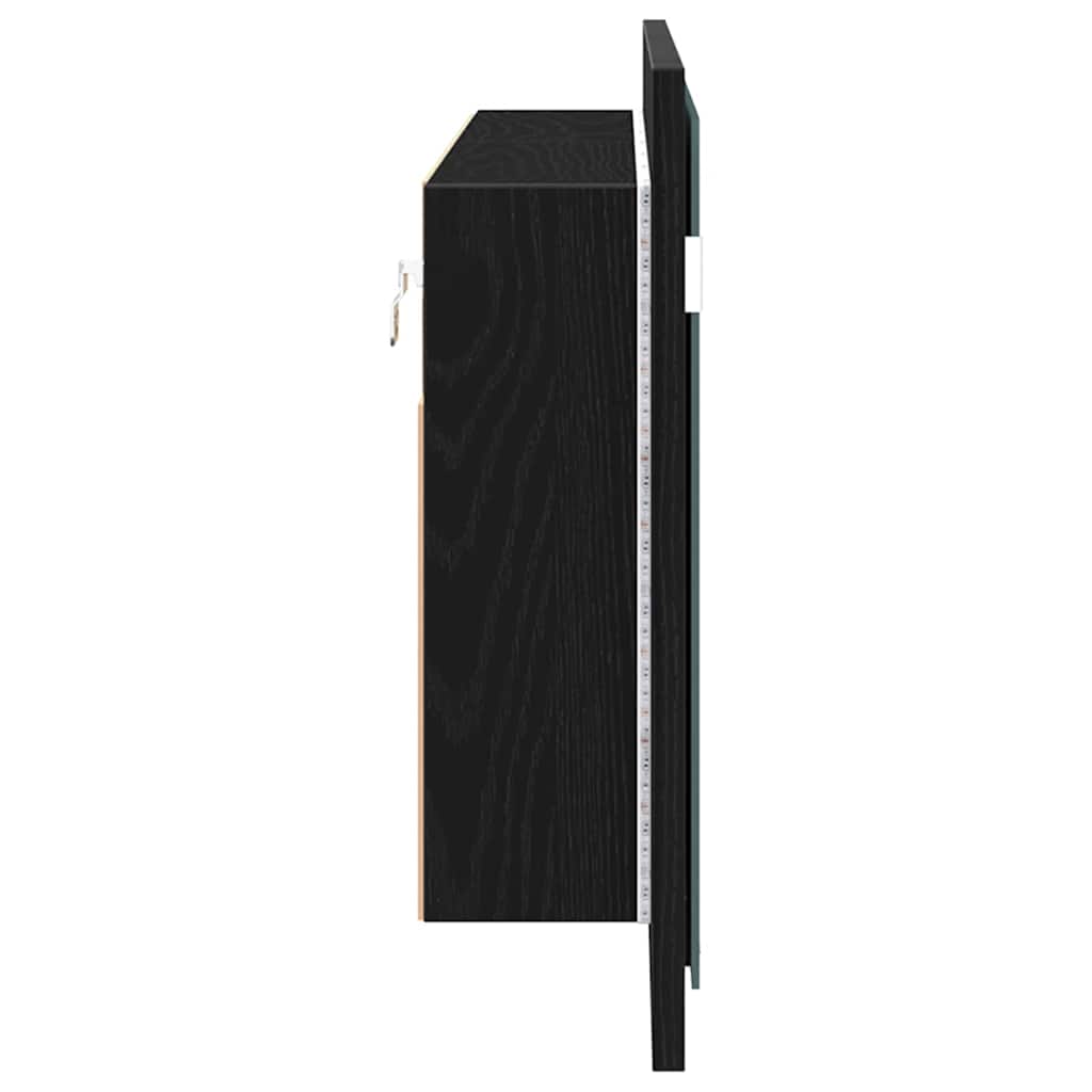 LED Ogledalo s Ormarom s policom Crni hrast 100 x 12 x 45 cm