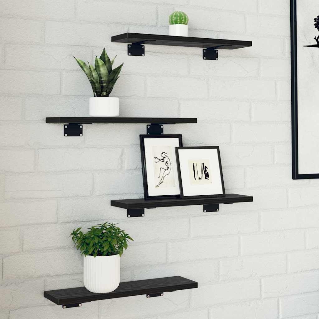 Police za knjige 4 pcs Crna 40 x 10 x 1,5 cm Konstruirano drvo