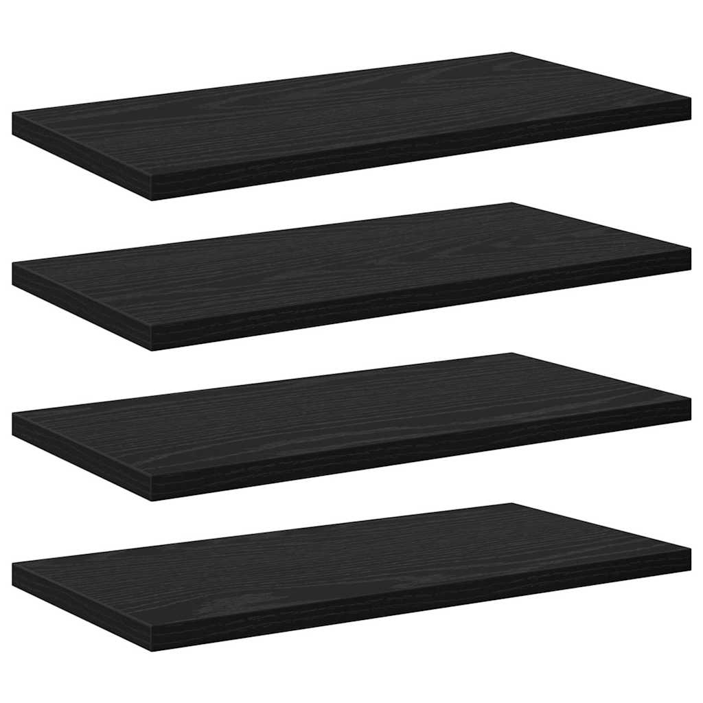 Police za knjige 4 pcs Crna 40 x 20 x 1,5 cm Konstruirano drvo