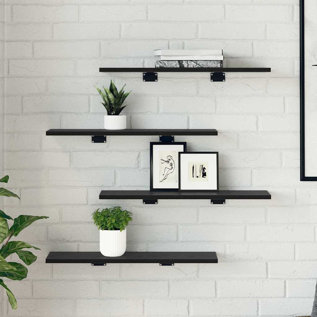 Police za knjige 4 pcs Crna 60 x 20 x 1,5 cm Konstruirano drvo