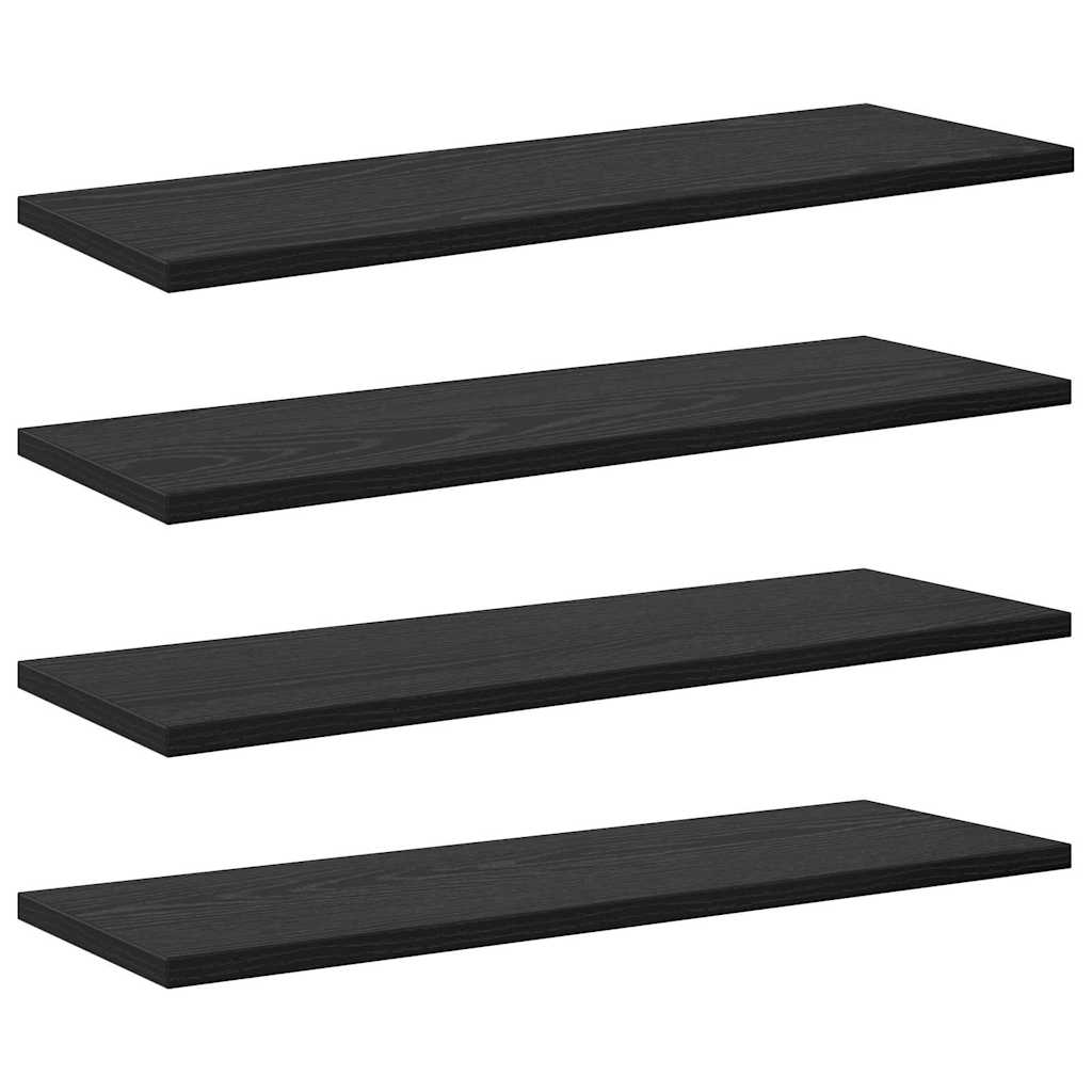 Police za knjige 4 pcs Crna 60 x 20 x 1,5 cm Konstruirano drvo