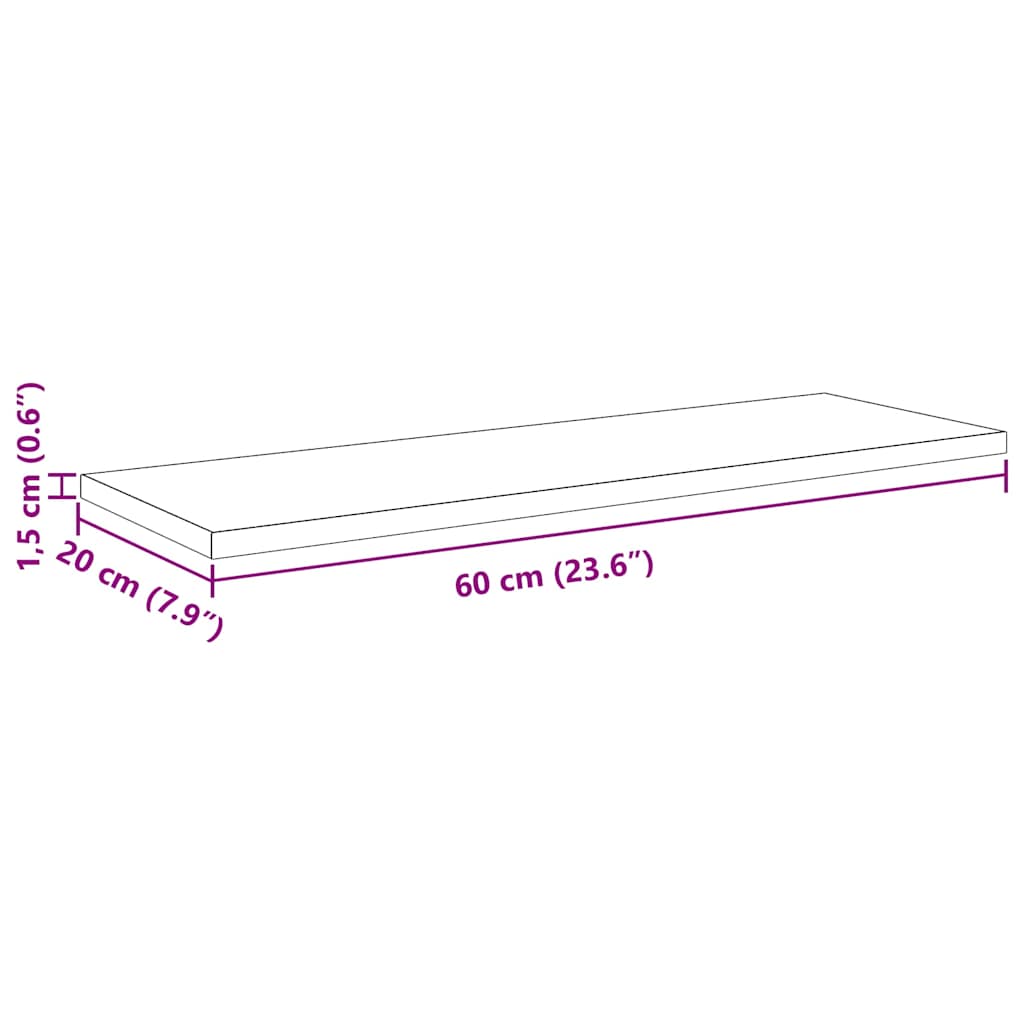 Police za knjige 4 pcs Crna 60 x 20 x 1,5 cm Konstruirano drvo