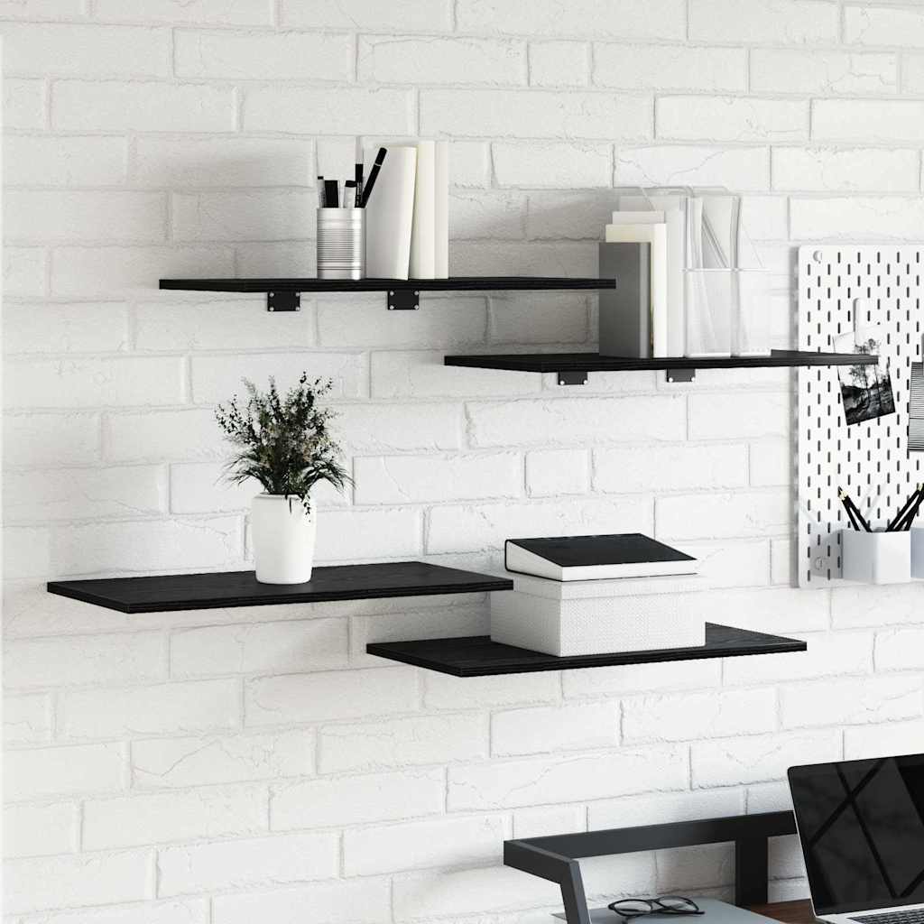 Police za knjige 4 pcs Crna 60 x 30 x 1,5 cm Konstruirano drvo