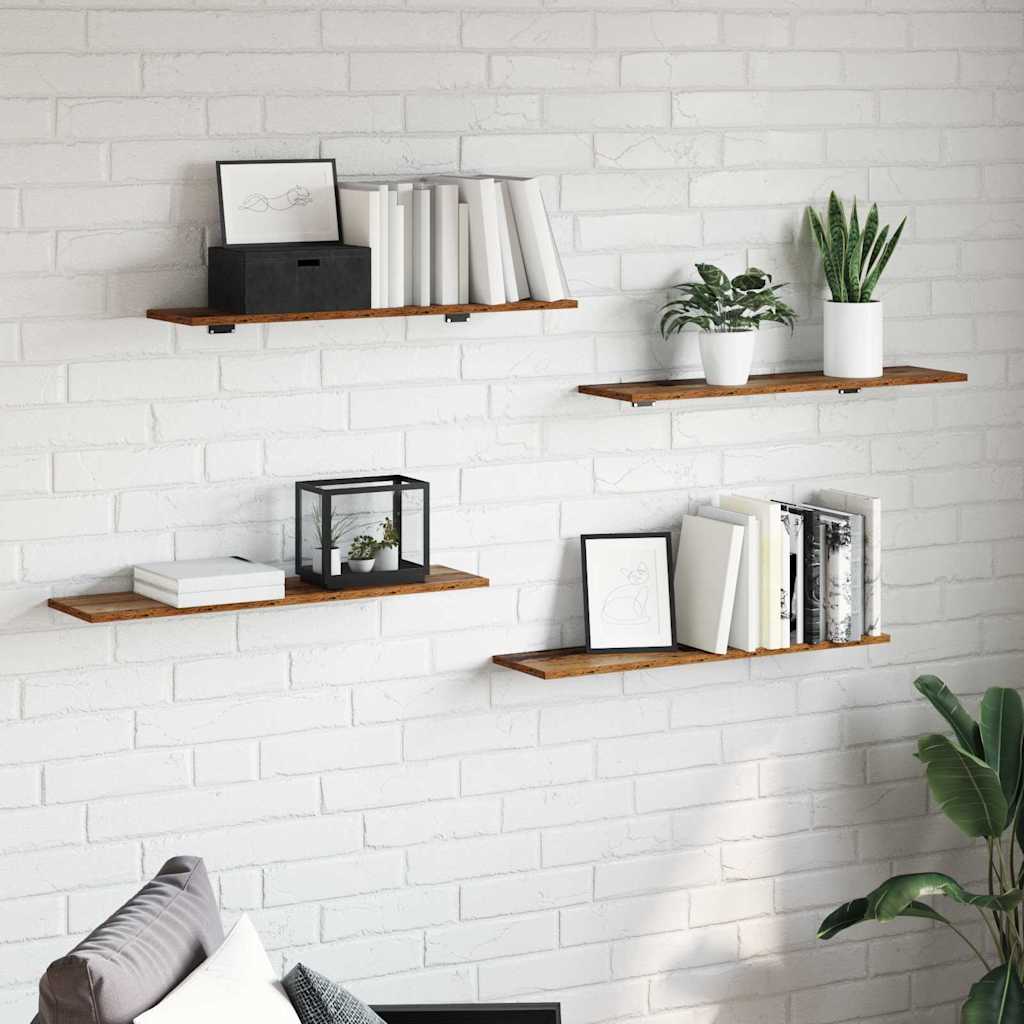 Police za knjige 4 pcs Smeđa 80 x 20 x 1,5 cm Konstruirano drvo