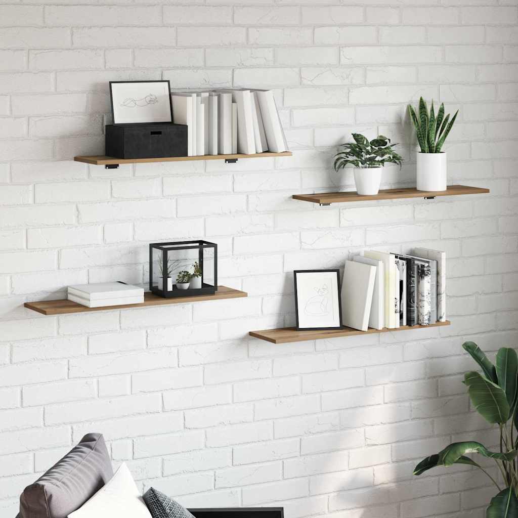 Police za knjige 4 pcs Smeđa 80 x 20 x 1,5 cm Konstruirano drvo