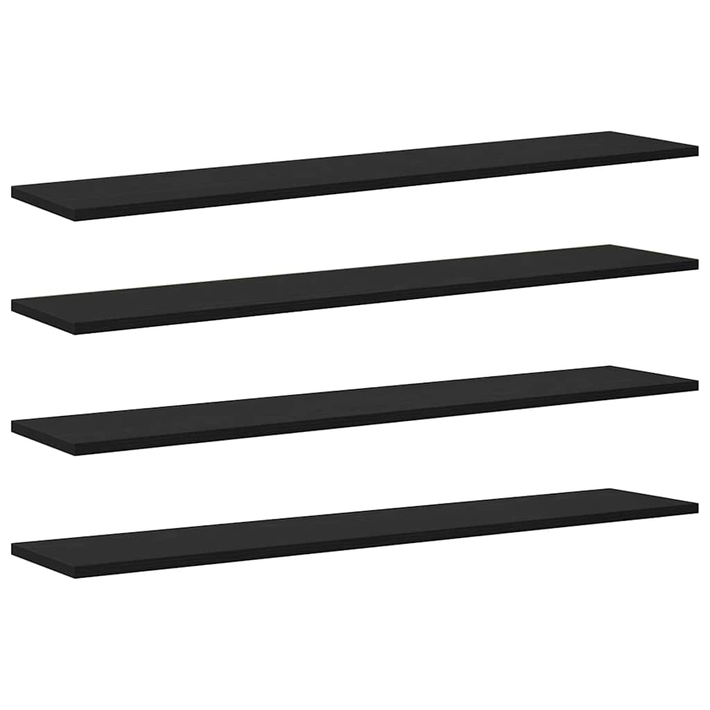 Police za knjige 4 pcs Crna 100 x 20 x 1,5 cm Konstruirano drvo