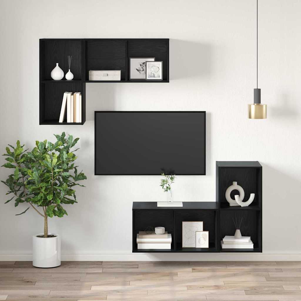 Set TV komoda Crni hrast 37 x 37 x 72 cm Konstruirano drvo