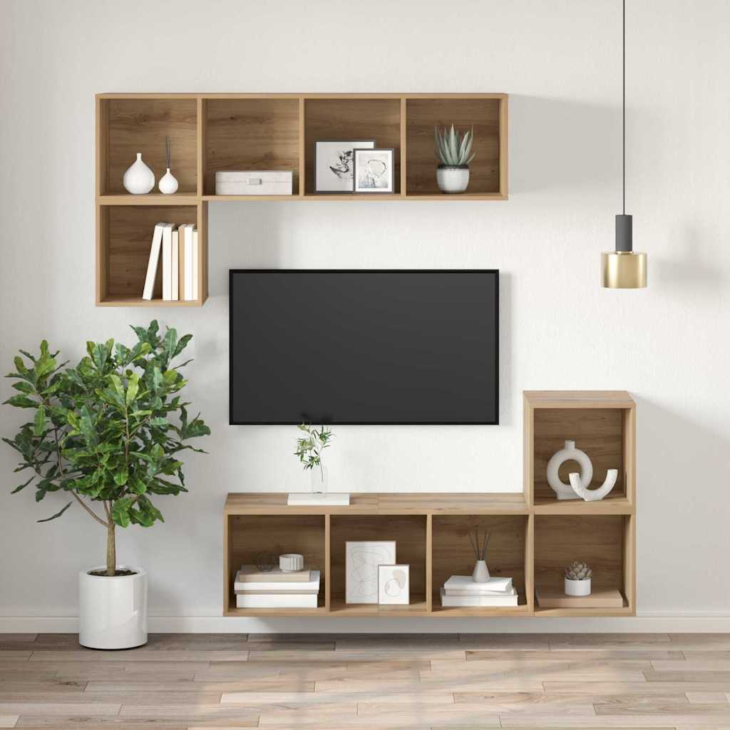 Set TV komoda Zidne Umjetnički hrast 37 x 37 x 107 cm