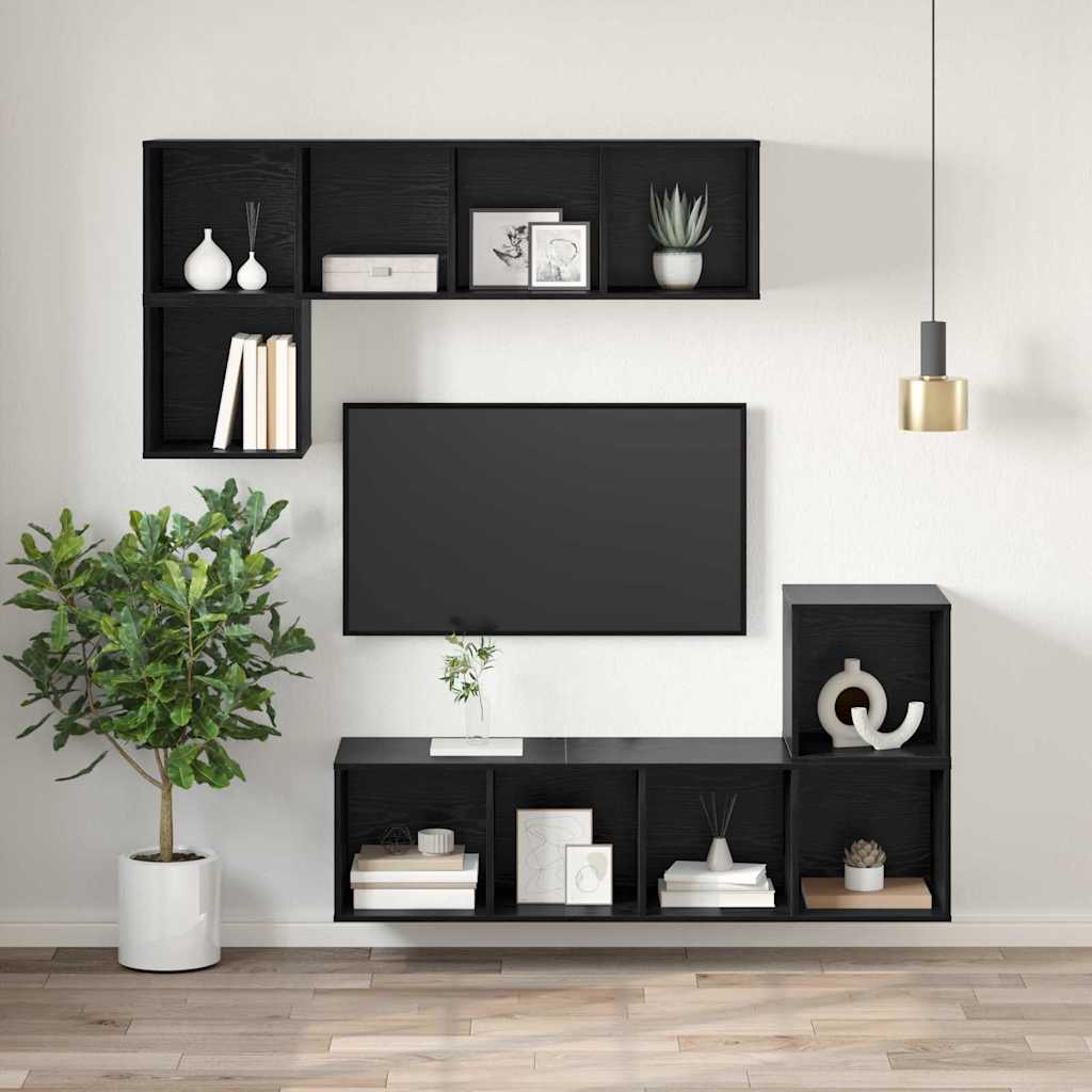 Set TV komoda Crni hrast 37 x 37 x 107 cm Konstruirano drvo