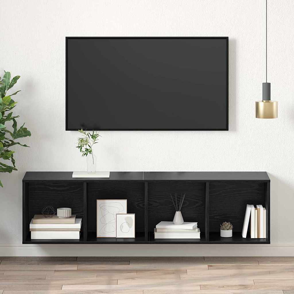 Set TV komoda Crni hrast 37 x 37 x 142,5 cm Konstruirano drvo