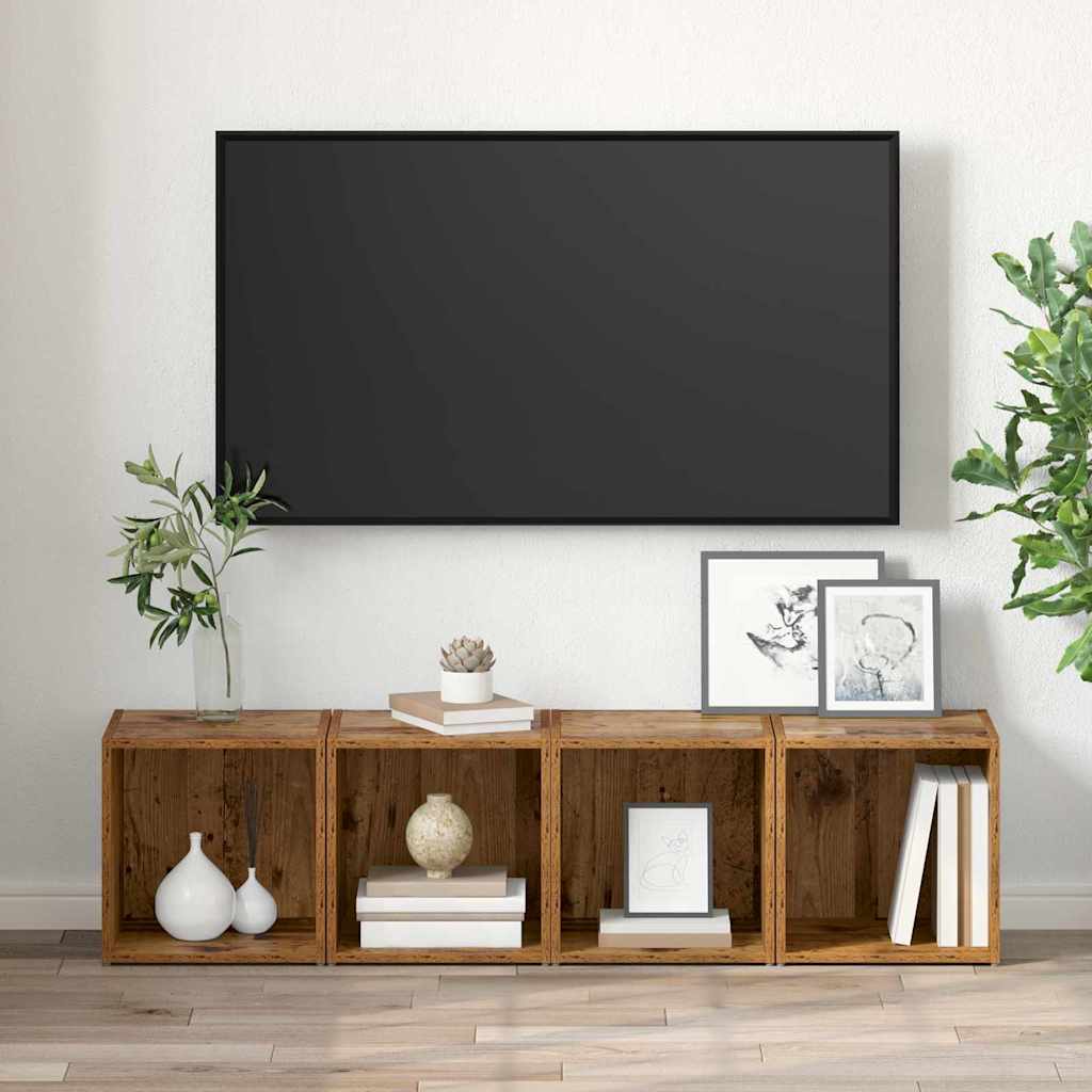 Set TV komoda Zidne 4 pcs Staro drvo 37 x 35 x 37,5 cm