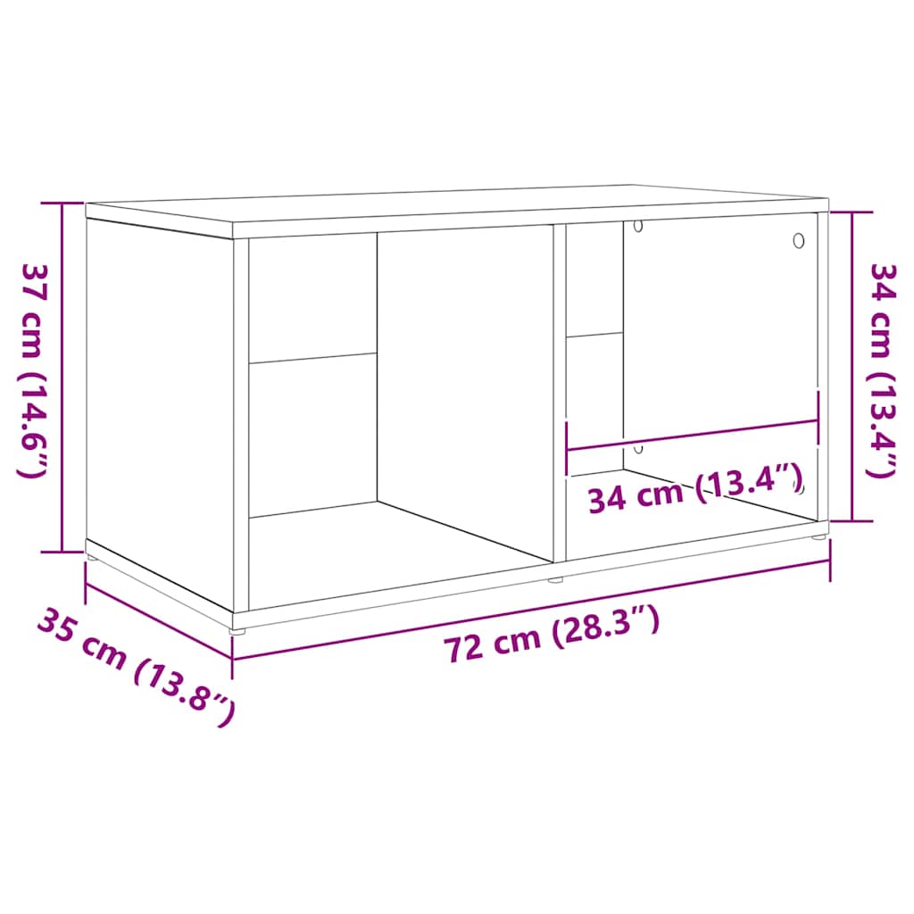 Set TV komoda Zidne Smeđa 72 x 35 x 37 cm Konstruirano drvo