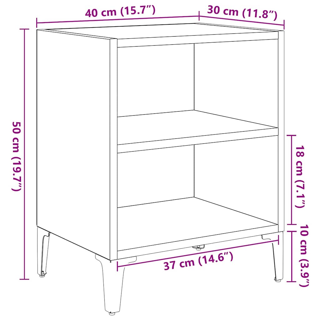 Noćni ormar Staro drvo 40 x 30 x 50 cm Konstruirano drvo