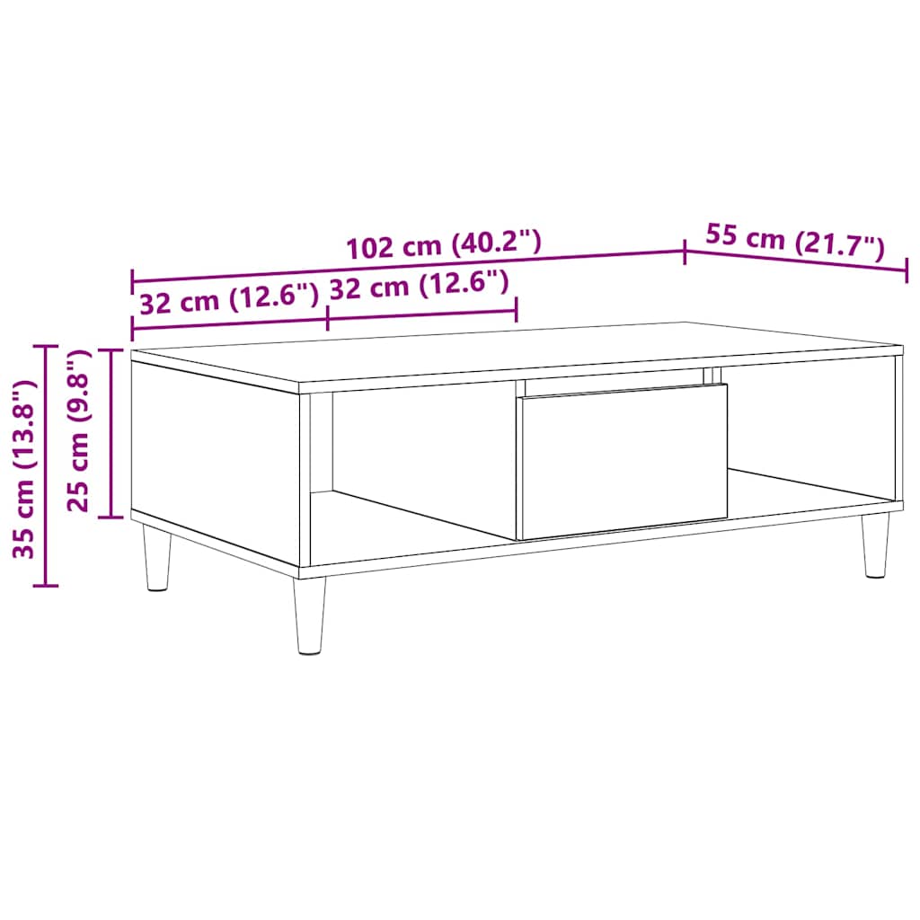 Kava Stol Umjetnički hrast 102 x 55 x 35 cm Konstruirano drvo