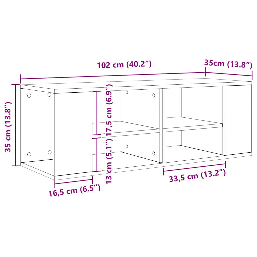 Set TV komoda Staro drvo 102 x 35 x 35 cm Konstruirano drvo